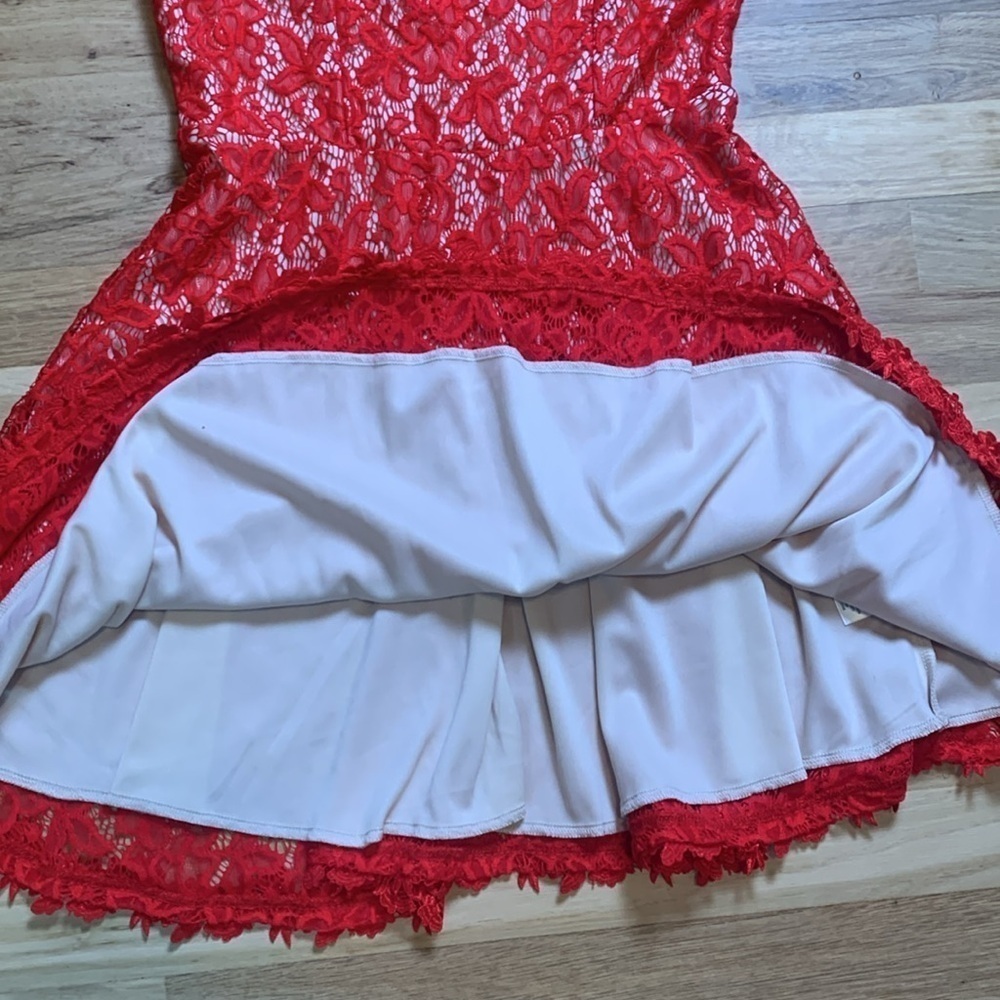 Mi Ami Sleeveless Fit & Flare Red Floral Lace Dress Women’s M - Picture 4 of 13